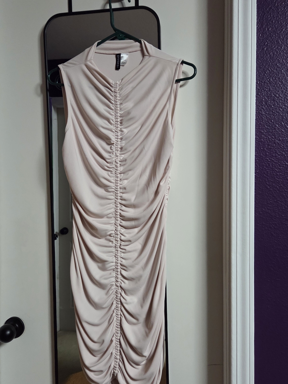 Sleeveless Ruched Midi Dress in Blush Pink